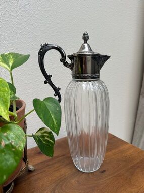 Vintage Glass and Silver Water Carafe from the 1920s